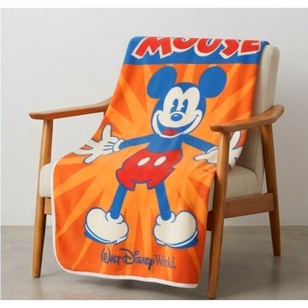 Disney Parks Mickey Mouse Fleece Throw Blanket Sunburst Walt Disney World 60"